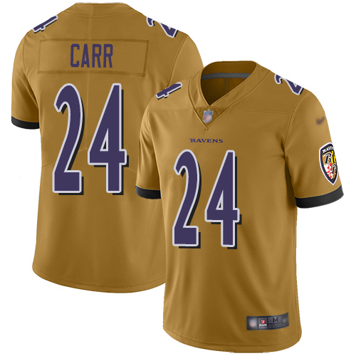 Baltimore Ravens Limited Gold Men Brandon Carr Jersey NFL Football 24 Inverted Legend